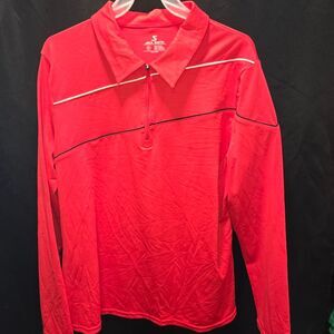 Men Sz XL Red Striped Quarter Zip Golf Pullover Performance Top Jack Smith Sport